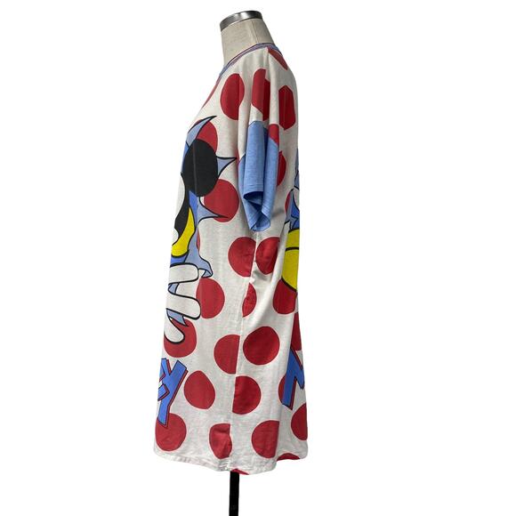 Vintage Disney Mickey Co Womens One Size Dot 90s Sleep Shirt Dress - Picture 3 of 8